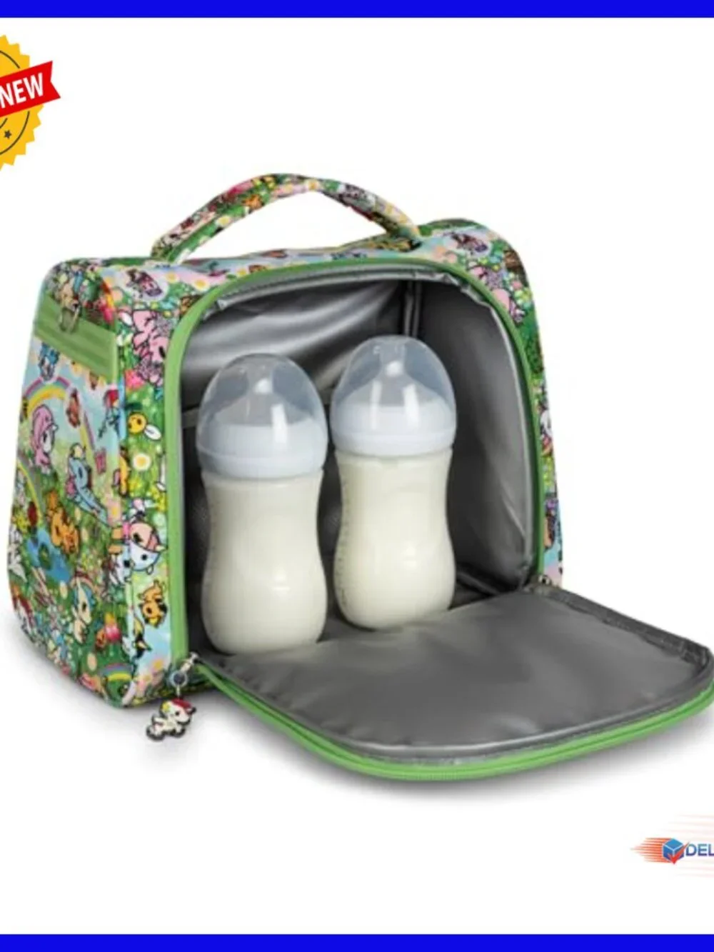 Insulated Bottle Bag Fits 3 Bottles, Nursing Cooler Tote with Shoulder Strap